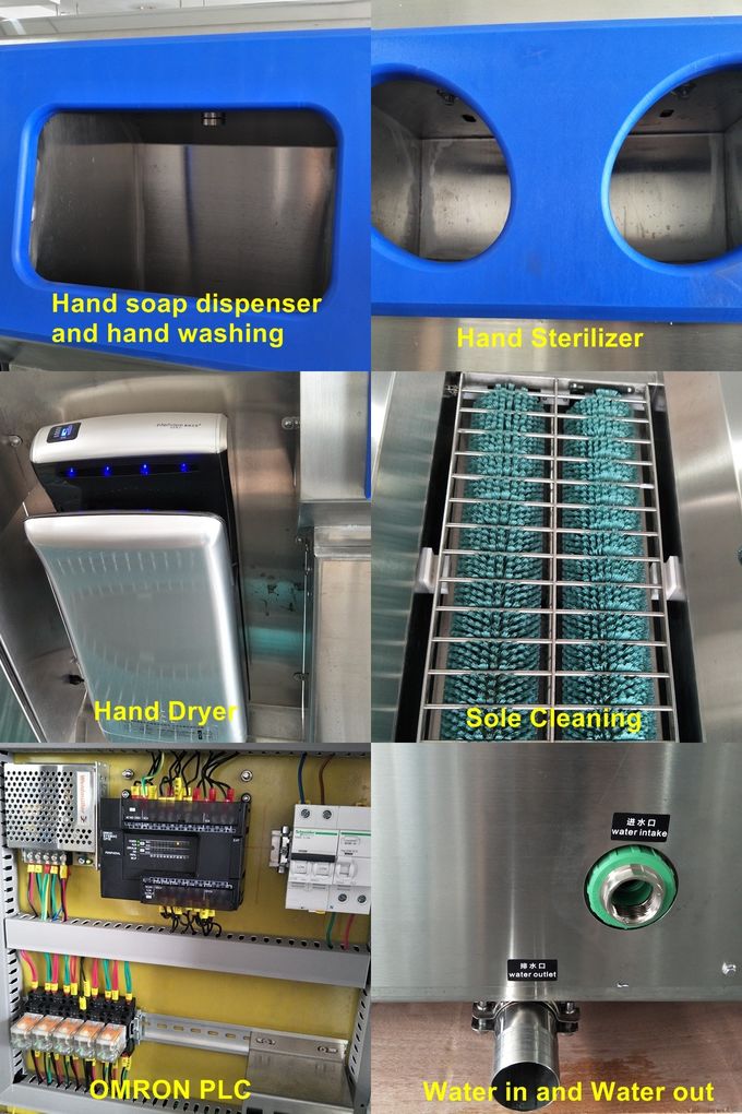 Hygiënepost, SS304-Schoenzool die/overhandigt Wasmachine/Handdesinfectie voor Voedselfabriek de schoonmaken 1