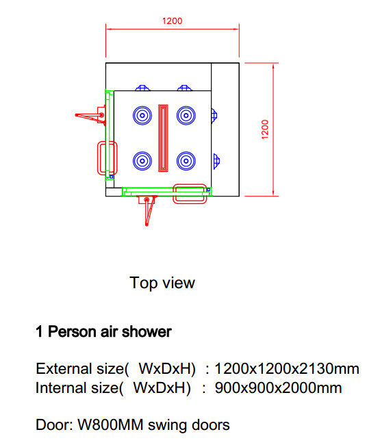 Persoonlijke Cleanroom Luchtdouche met het Bilaterale Blazen voor één persoon, het automatische werken 4